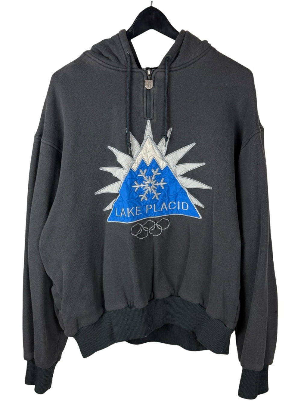 Vintage 2000s Lake Placid Olympics Embroidered Pullover Grey Hoodie Size 2XL